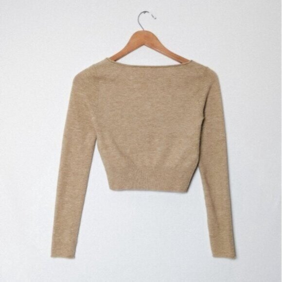 WILFRED Santorini Cardigan Sweater Wool Cashmere Knit Gold Camel XS Aritzia - Picture 10 of 14